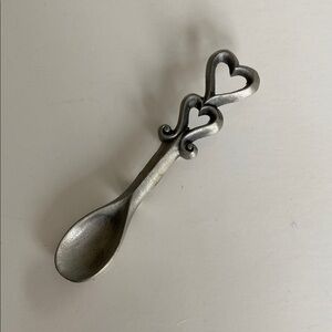 Vintage Spoon Pin with 2 Hearts Hallmark HMK double heart valentine brooch